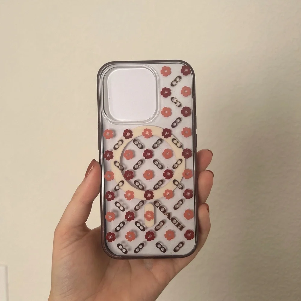 Coach Tea Rose iPhone 15 PRO Case, Compatible with MagSafe